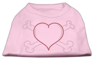 Heart and Crossbones Rhinestone Shirts Light Pink XXXL(20)
