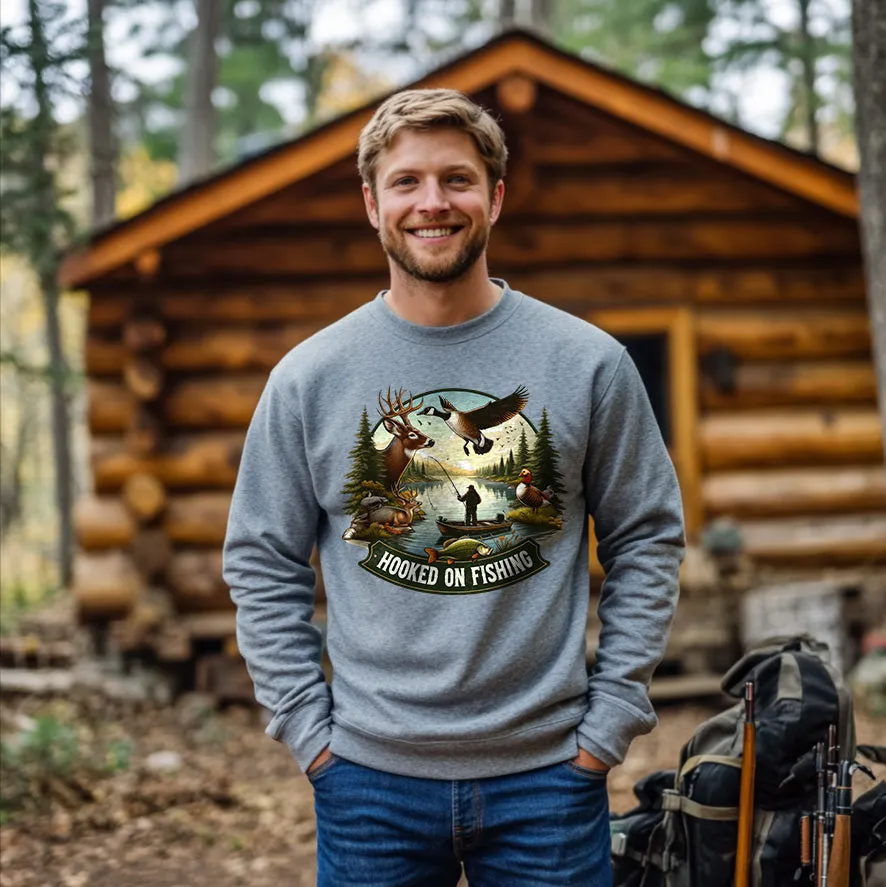 HOOKED ON FISHING | Men's Fall Sweatshirt