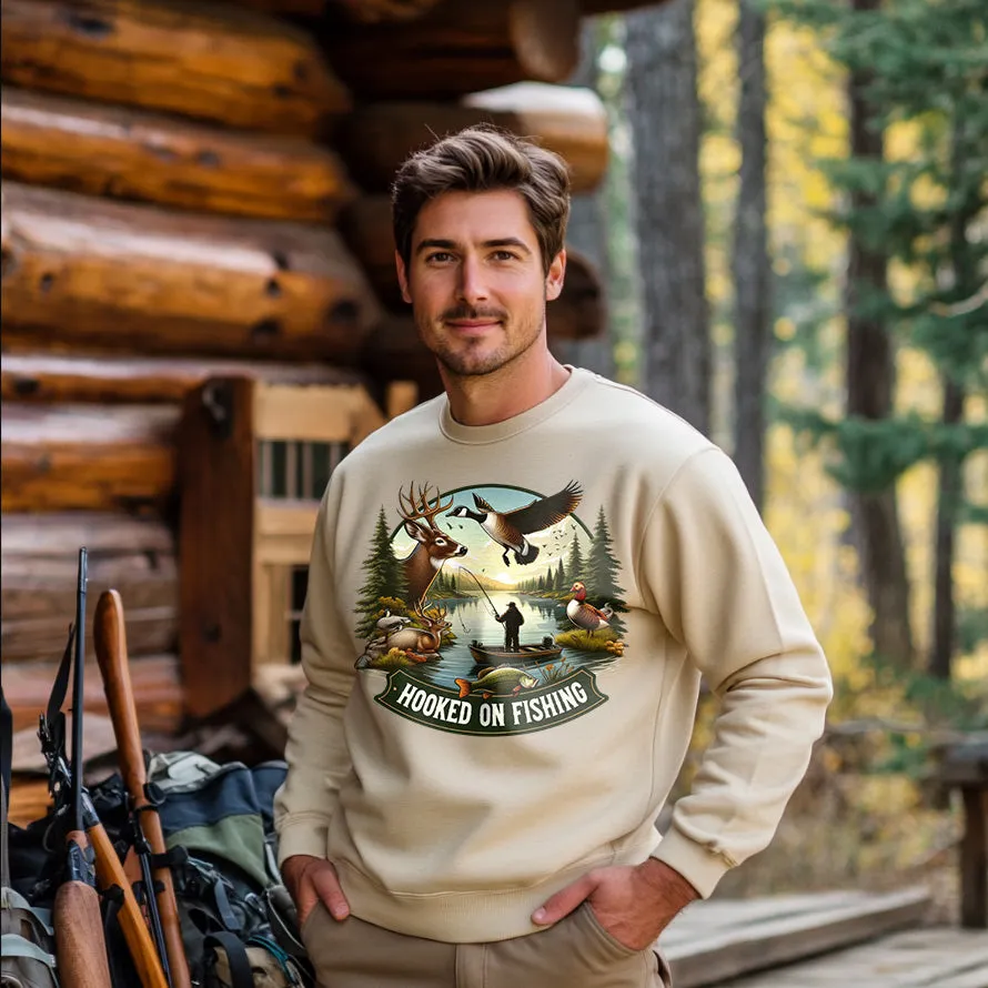 HOOKED ON FISHING | Men's Fall Sweatshirt