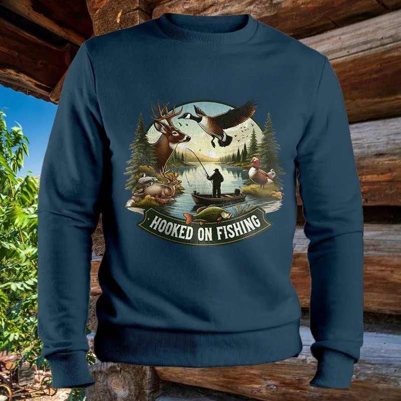 HOOKED ON FISHING | Men's Fall Sweatshirt