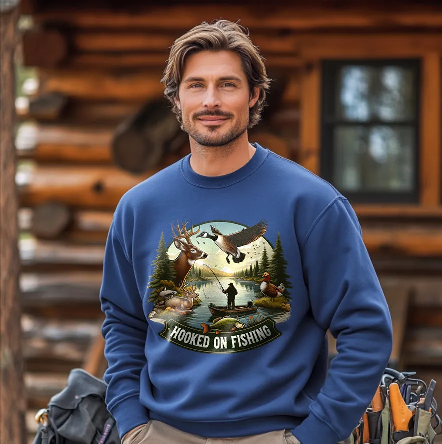 HOOKED ON FISHING | Men's Fall Sweatshirt