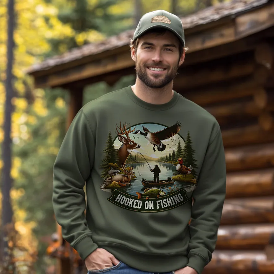 HOOKED ON FISHING | Men's Fall Sweatshirt
