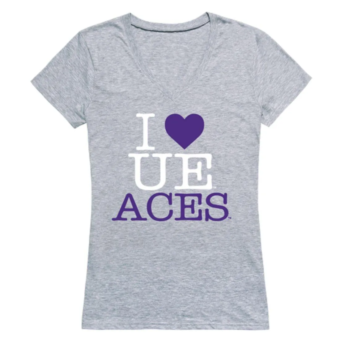 I Love University of Evansville Purple Aces Womens T-Shirt