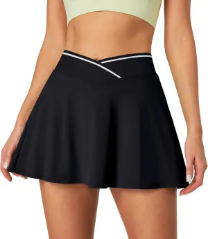 IUGA Athletic Skorts for Women Tennis Skirt with Pockets Cross Waist Athletic Skirt for Golf Pickleball