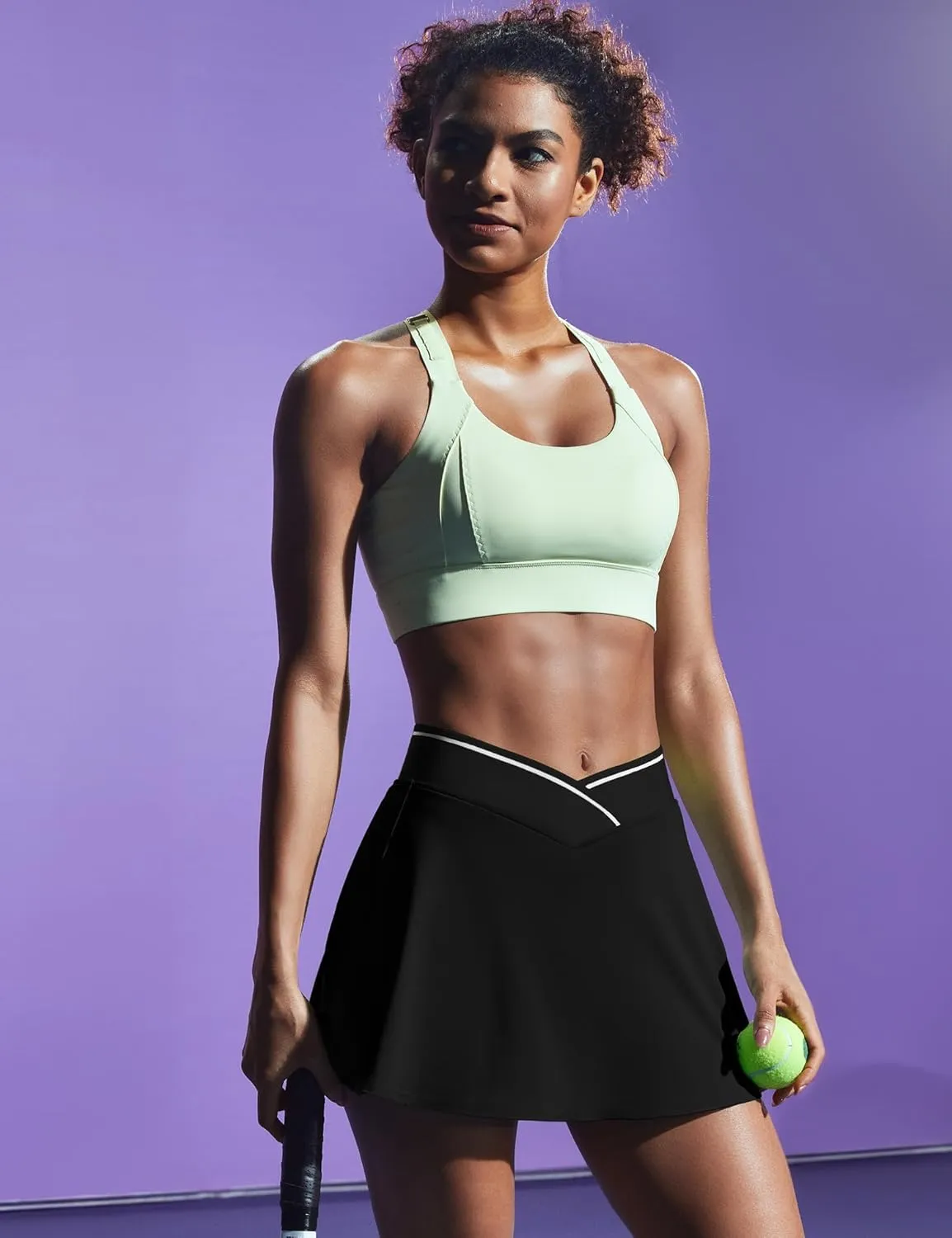 IUGA Athletic Skorts for Women Tennis Skirt with Pockets Cross Waist Athletic Skirt for Golf Pickleball