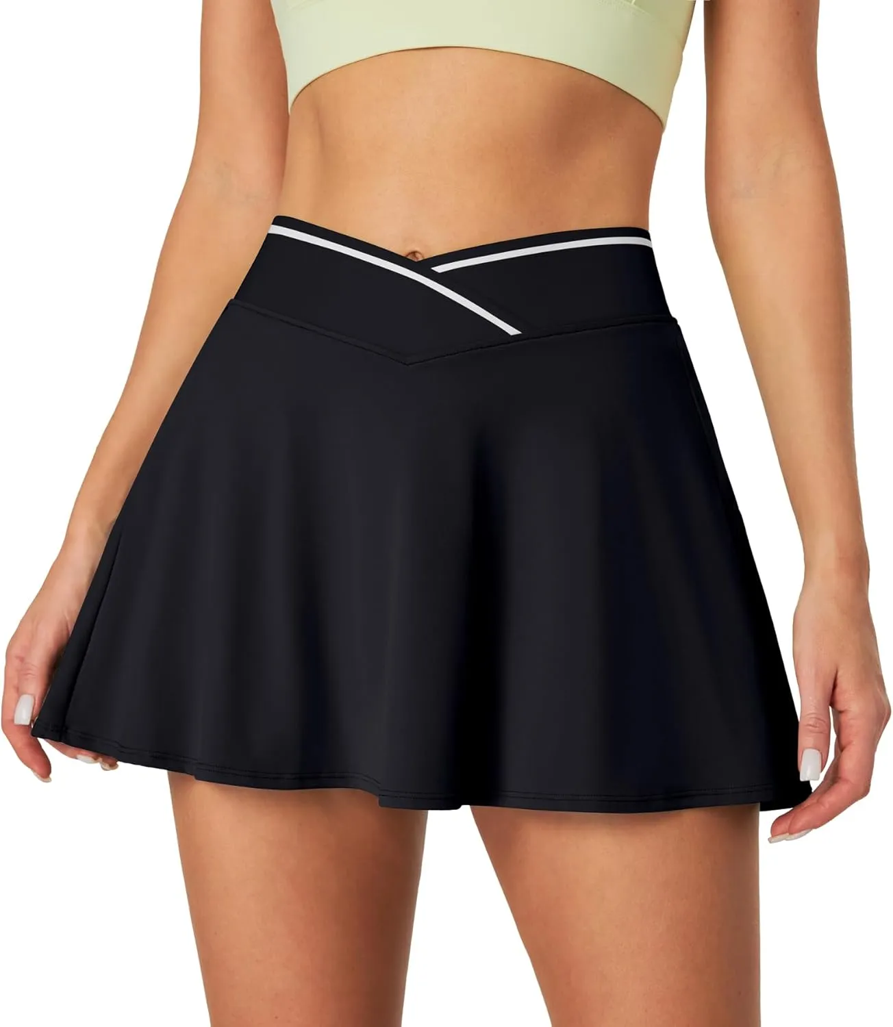 IUGA Athletic Skorts for Women Tennis Skirt with Pockets Cross Waist Athletic Skirt for Golf Pickleball