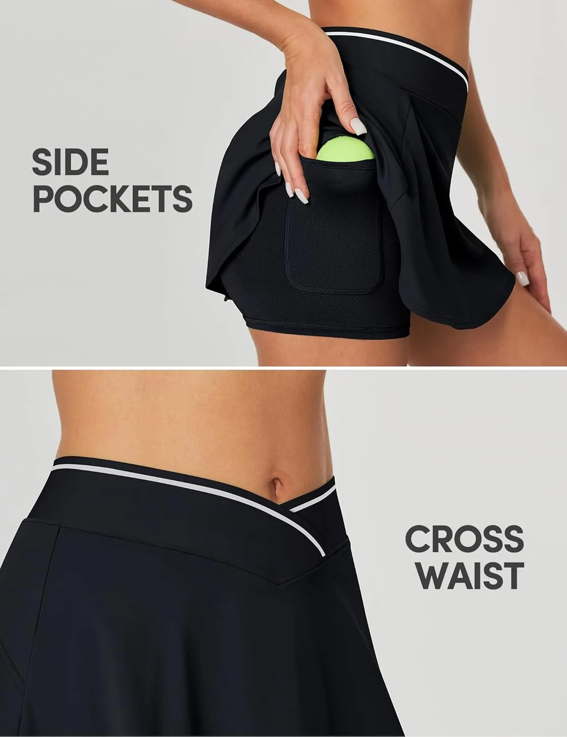 IUGA Athletic Skorts for Women Tennis Skirt with Pockets Cross Waist Athletic Skirt for Golf Pickleball