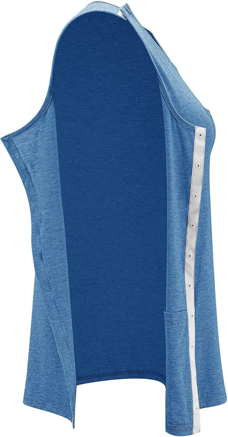iWoo Post Surgery Tank Tops for Women/Men Mastectomy Shoulder Tearaway Snap Shirts Button Up Rotator Cuff Chemo Recovery
