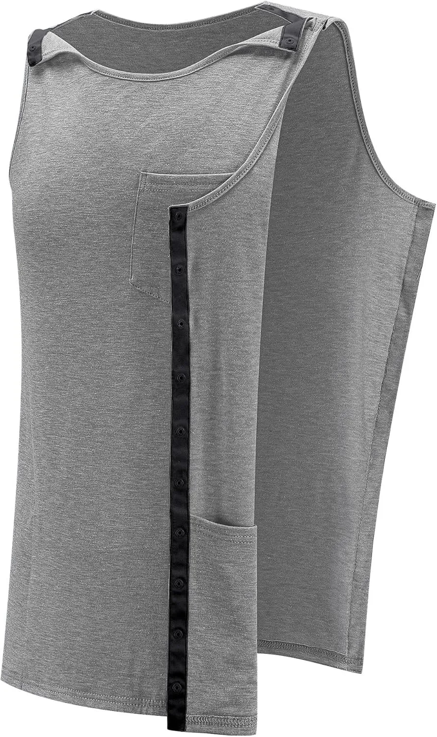 iWoo Post Surgery Tank Tops for Women/Men Mastectomy Shoulder Tearaway Snap Shirts Button Up Rotator Cuff Chemo Recovery