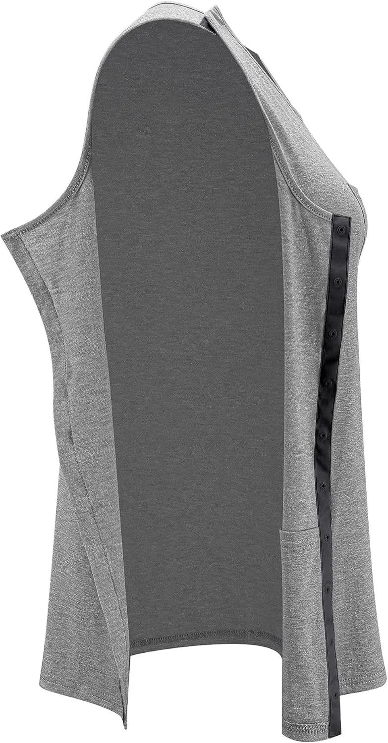 iWoo Post Surgery Tank Tops for Women/Men Mastectomy Shoulder Tearaway Snap Shirts Button Up Rotator Cuff Chemo Recovery