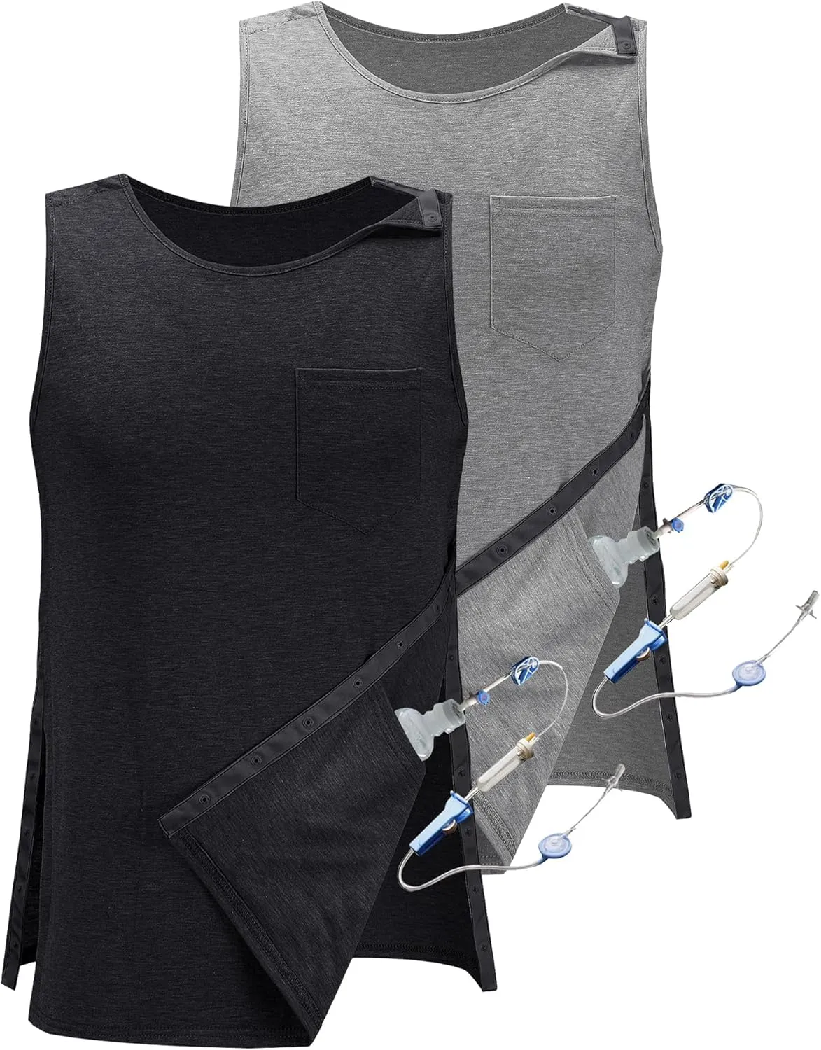 iWoo Post Surgery Tank Tops for Women/Men Mastectomy Shoulder Tearaway Snap Shirts Button Up Rotator Cuff Chemo Recovery