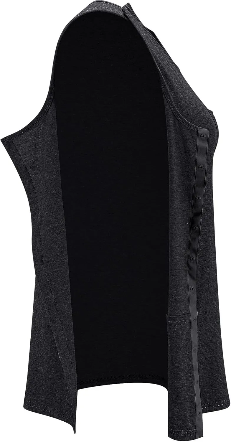 iWoo Post Surgery Tank Tops for Women/Men Mastectomy Shoulder Tearaway Snap Shirts Button Up Rotator Cuff Chemo Recovery