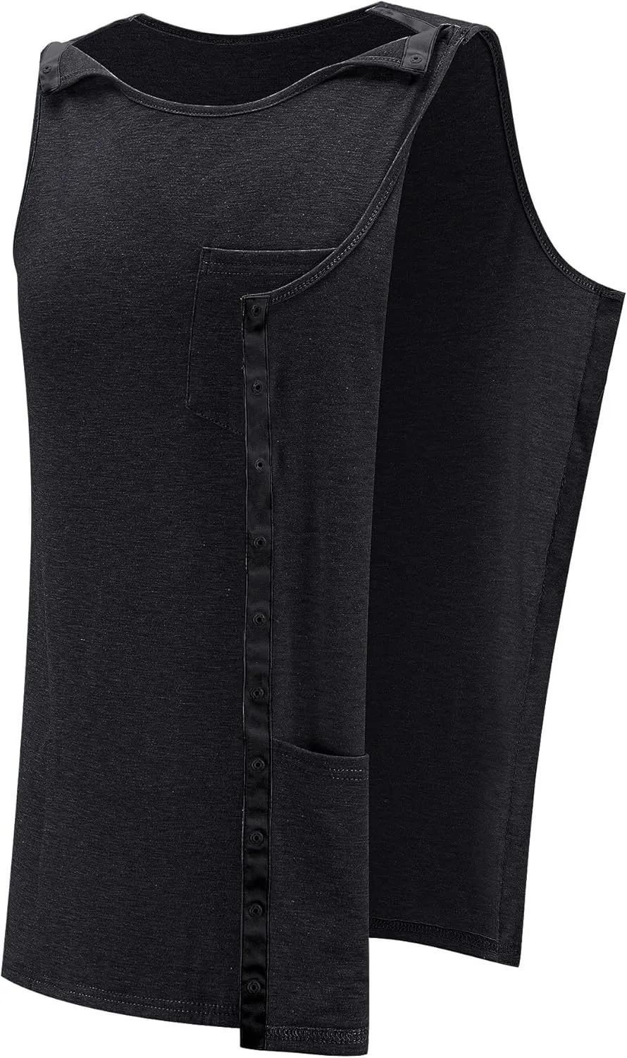 iWoo Post Surgery Tank Tops for Women/Men Mastectomy Shoulder Tearaway Snap Shirts Button Up Rotator Cuff Chemo Recovery
