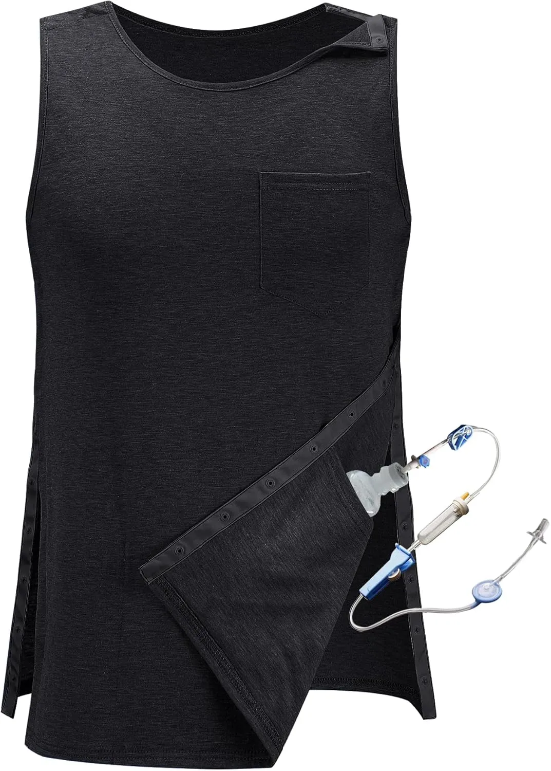 iWoo Post Surgery Tank Tops for Women/Men Mastectomy Shoulder Tearaway Snap Shirts Button Up Rotator Cuff Chemo Recovery