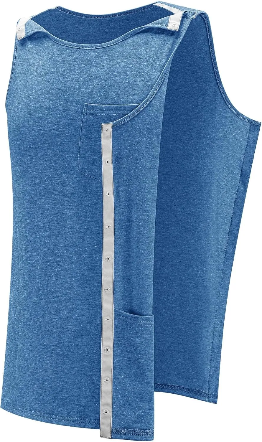 iWoo Post Surgery Tank Tops for Women/Men Mastectomy Shoulder Tearaway Snap Shirts Button Up Rotator Cuff Chemo Recovery