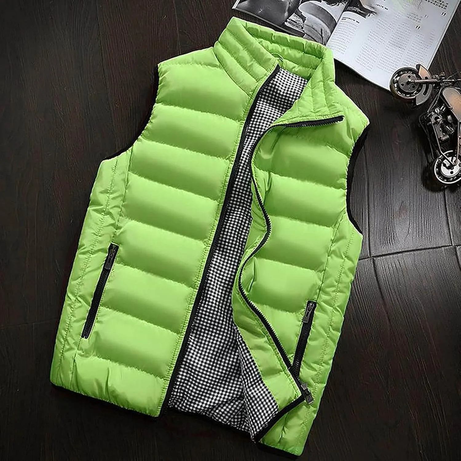 Jackets for Men Fall Winter Coat Padded Cotton Vest Warm Hooded Thick Vest Tops Jacket Jackets