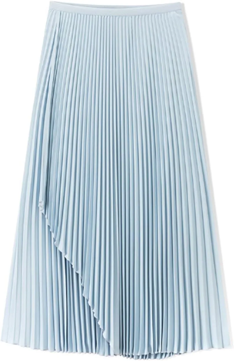 JITEM Pleated Midi Skirt Womens Chic Elastic High Waisted A Line Shirring Long Skirt Sweet Flowy Skirt for Casual or Office