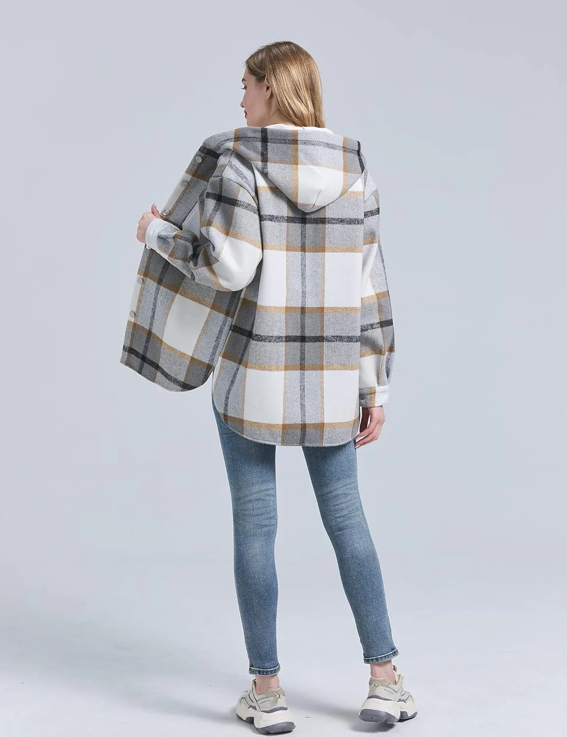 JK SUE JONES Women Fleece Hoodies Jacket Casual Flannel Plaid Sherpa Lined Fuzzy Coats Oversized Thick Outwear