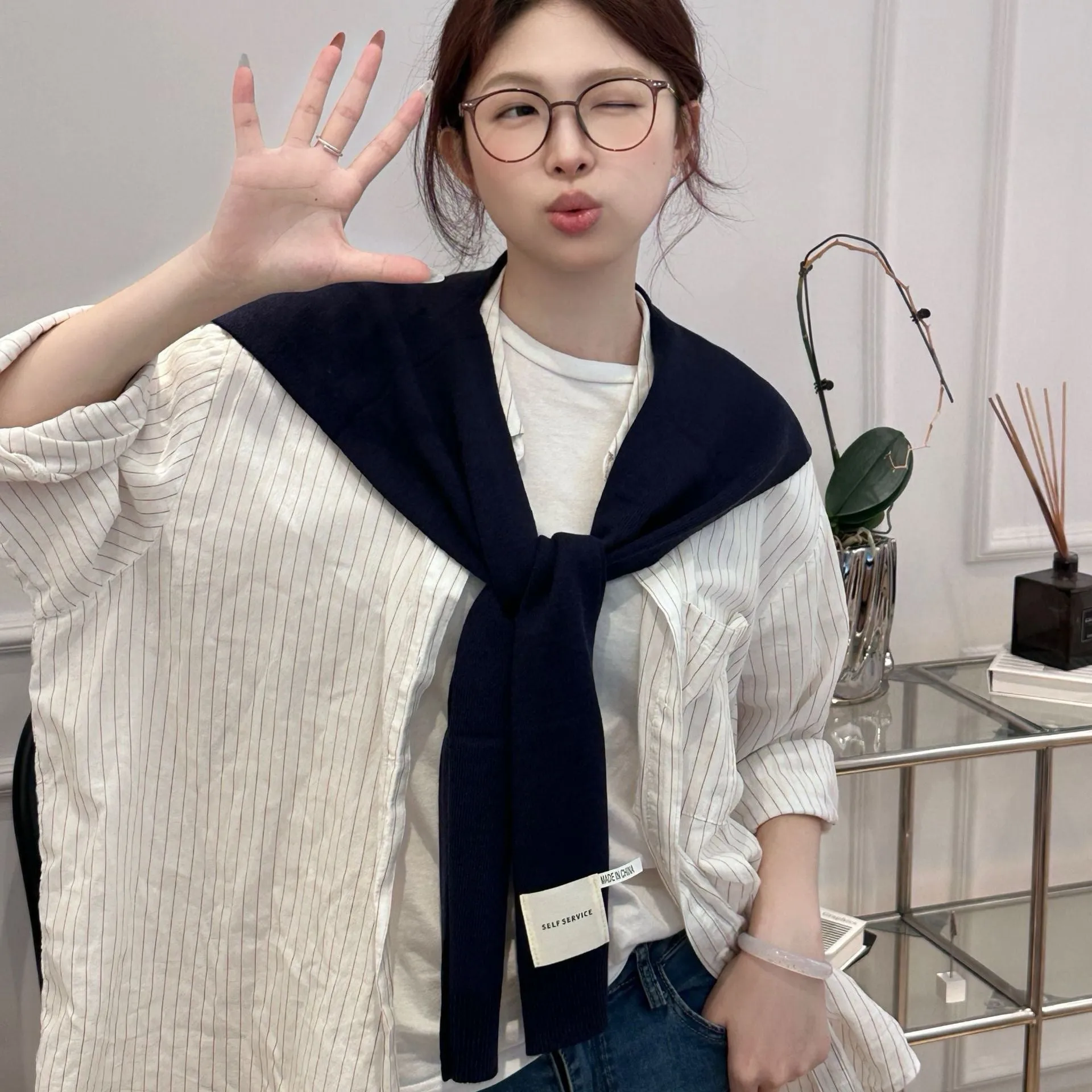 Knitted Sleeveless Tie Vest-SHW2426