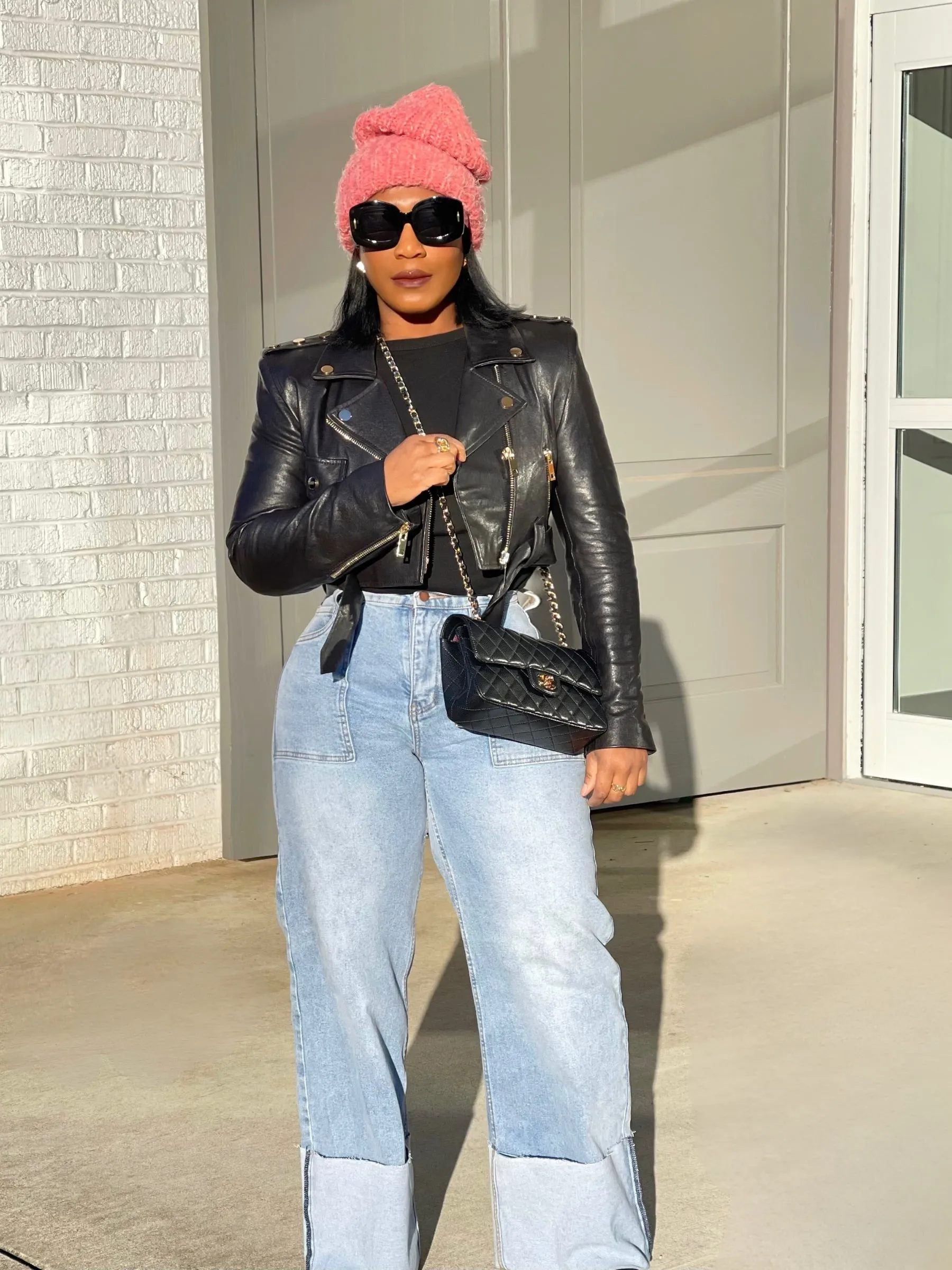 Leah Leather Biker Jacket