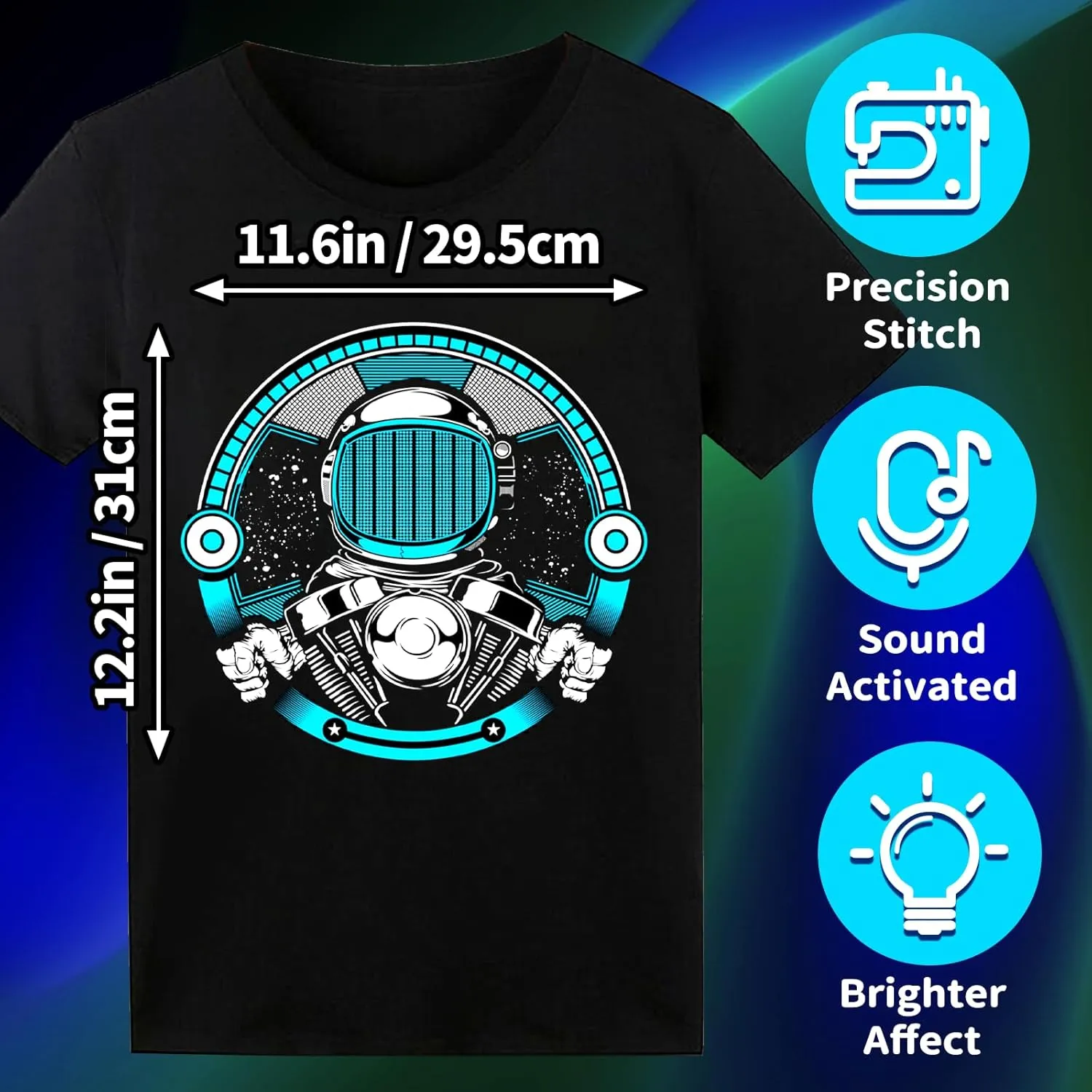 LED T Shirt Sound Activated Glow Shirts Light Up Equalizer Clothes for Party