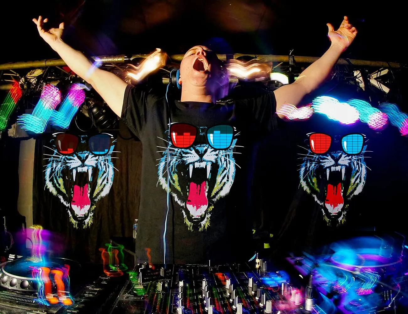 LED T Shirt Sound Activated Glow Shirts Light Up Equalizer Clothes for Party