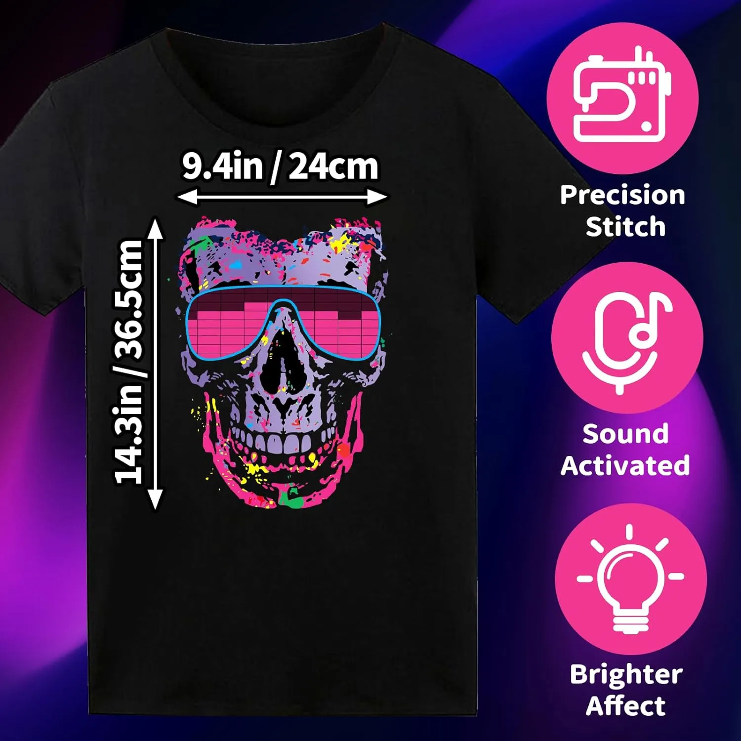 LED T Shirt Sound Activated Glow Shirts Light Up Equalizer Clothes for Party