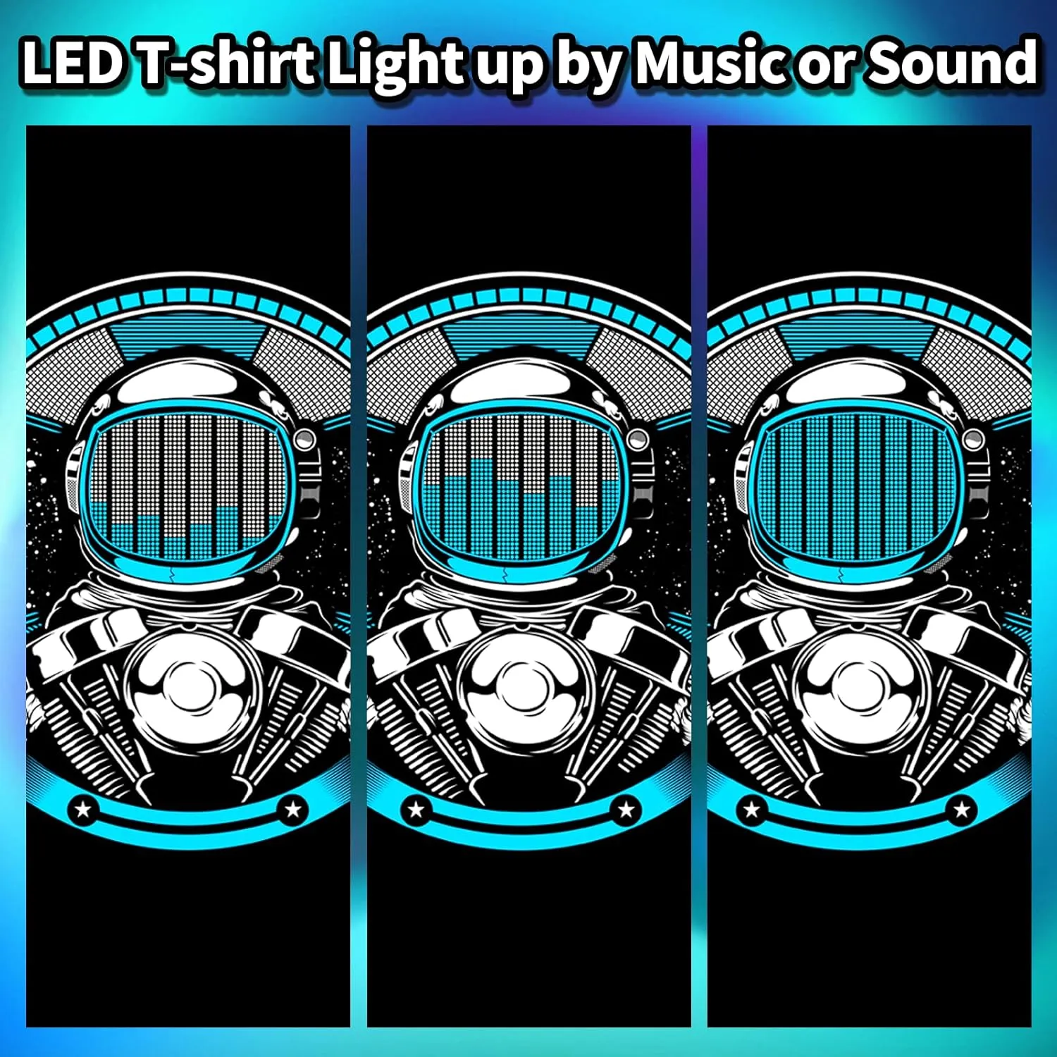 LED T Shirt Sound Activated Glow Shirts Light Up Equalizer Clothes for Party