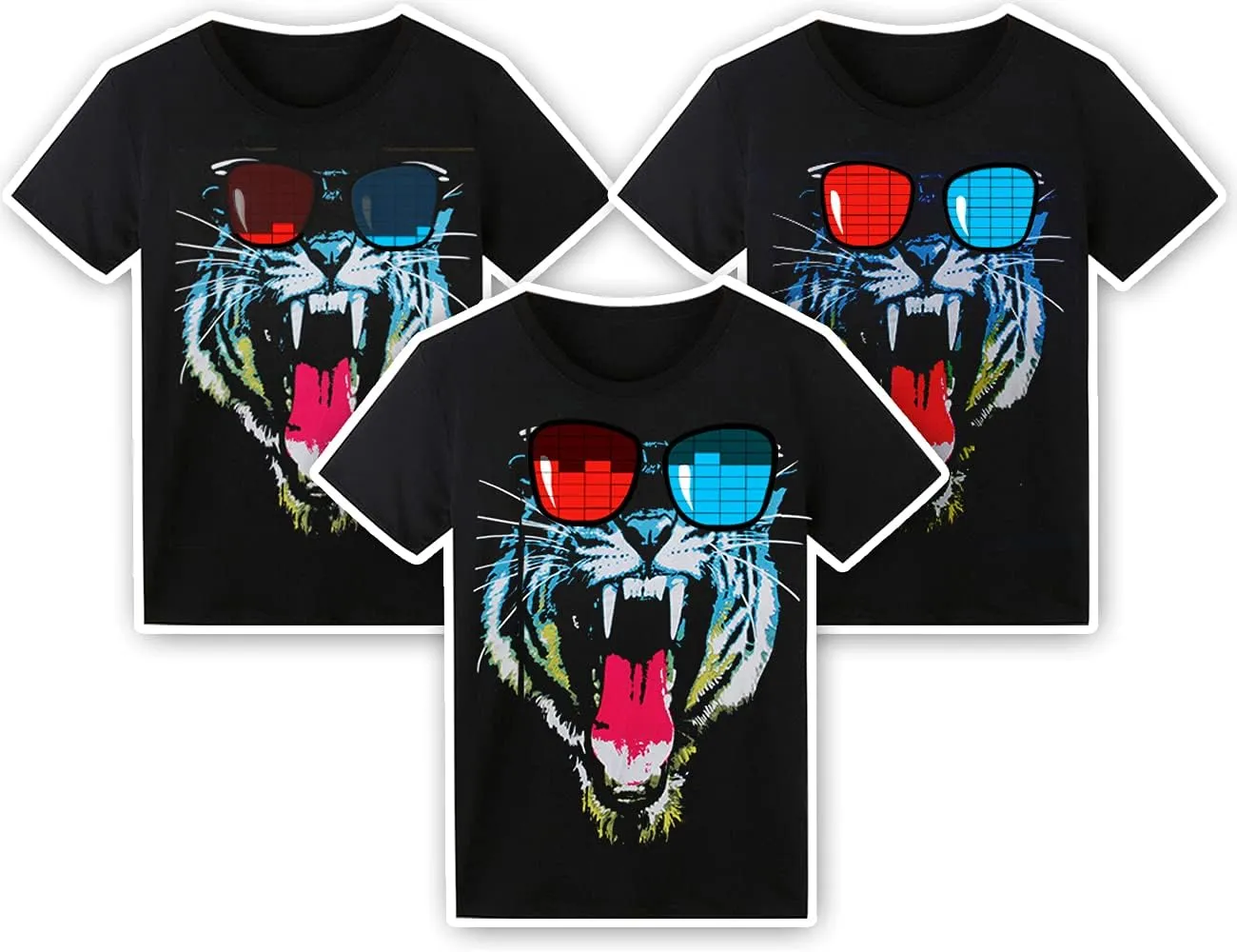 LED T Shirt Sound Activated Glow Shirts Light Up Equalizer Clothes for Party