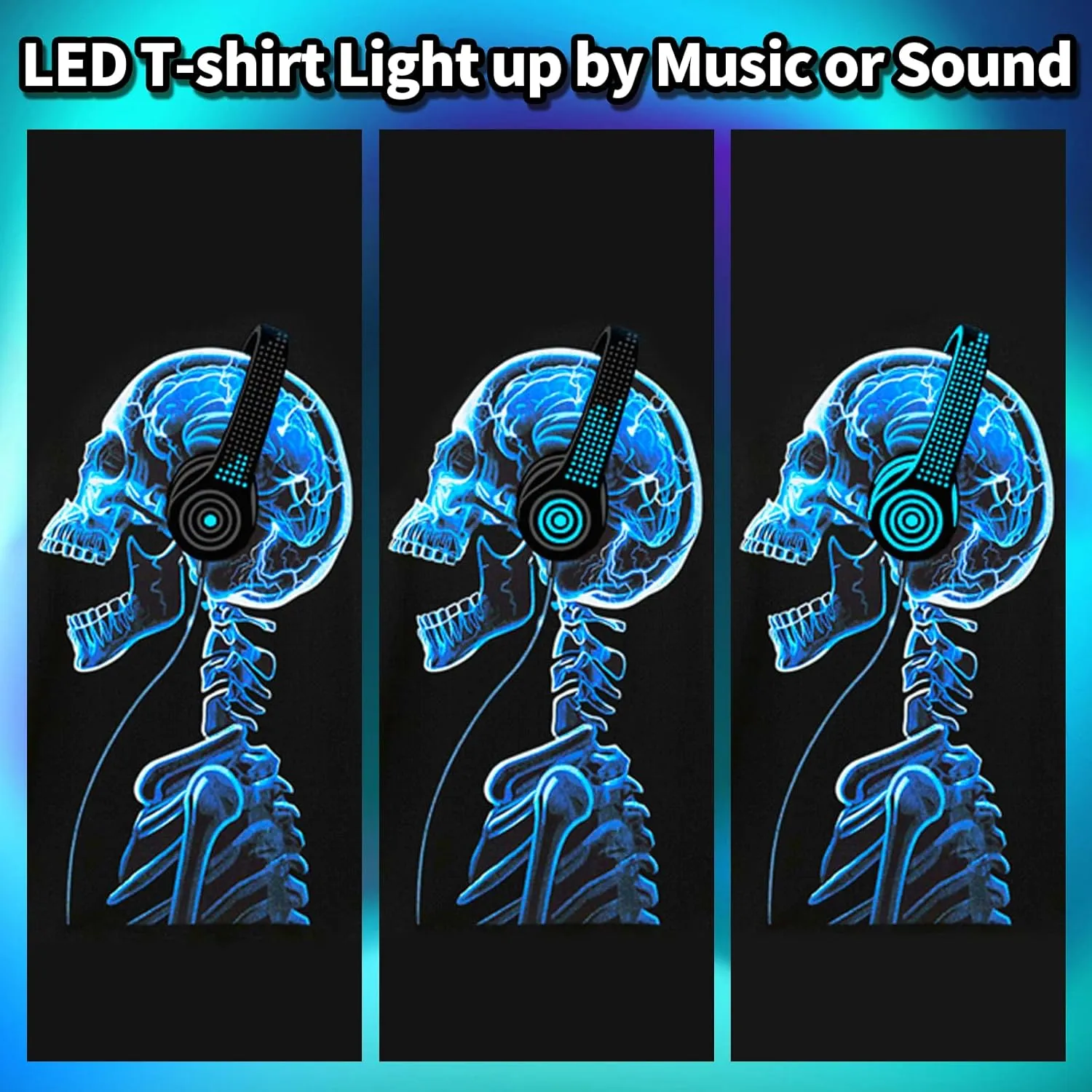 LED T Shirt Sound Activated Glow Shirts Light Up Equalizer Clothes for Party