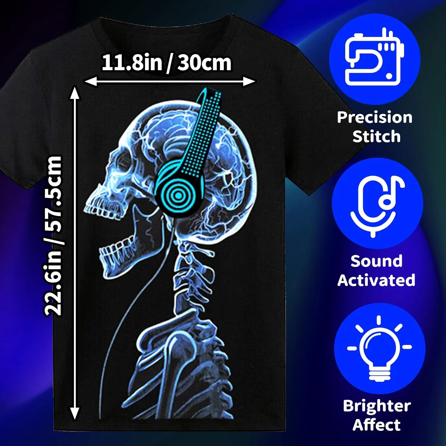 LED T Shirt Sound Activated Glow Shirts Light Up Equalizer Clothes for Party