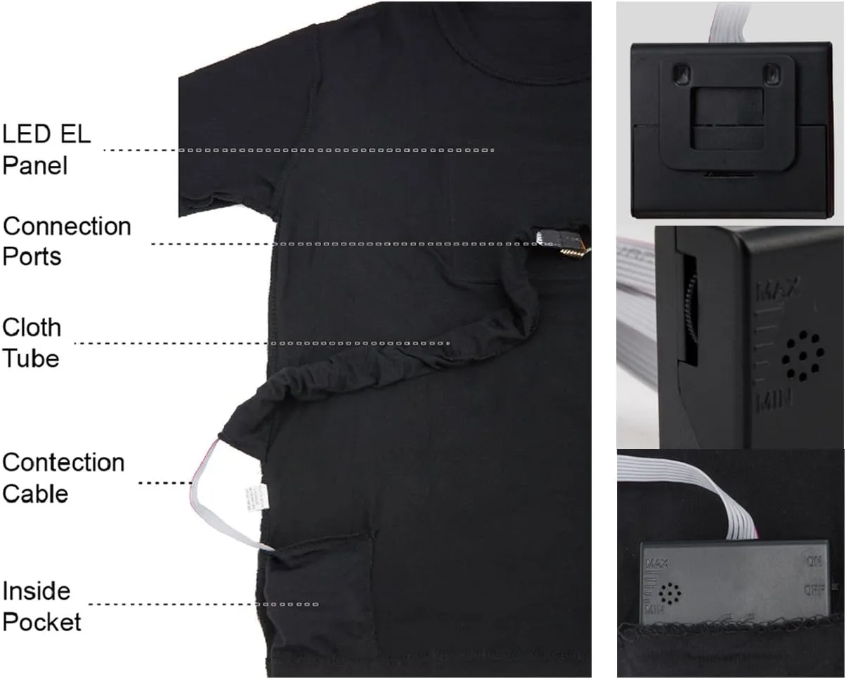 LED T Shirt Sound Activated Glow Shirts Light Up Equalizer Clothes for Party
