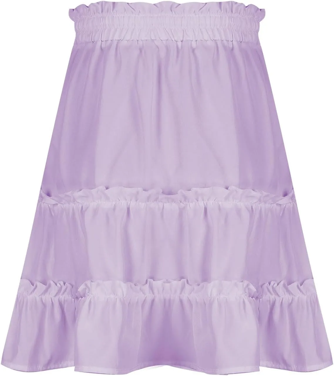 Lightweight Skirts for Women with Drawstring Layered Soft Flowy Swing High Waist Trendy Summer Beach Skirt