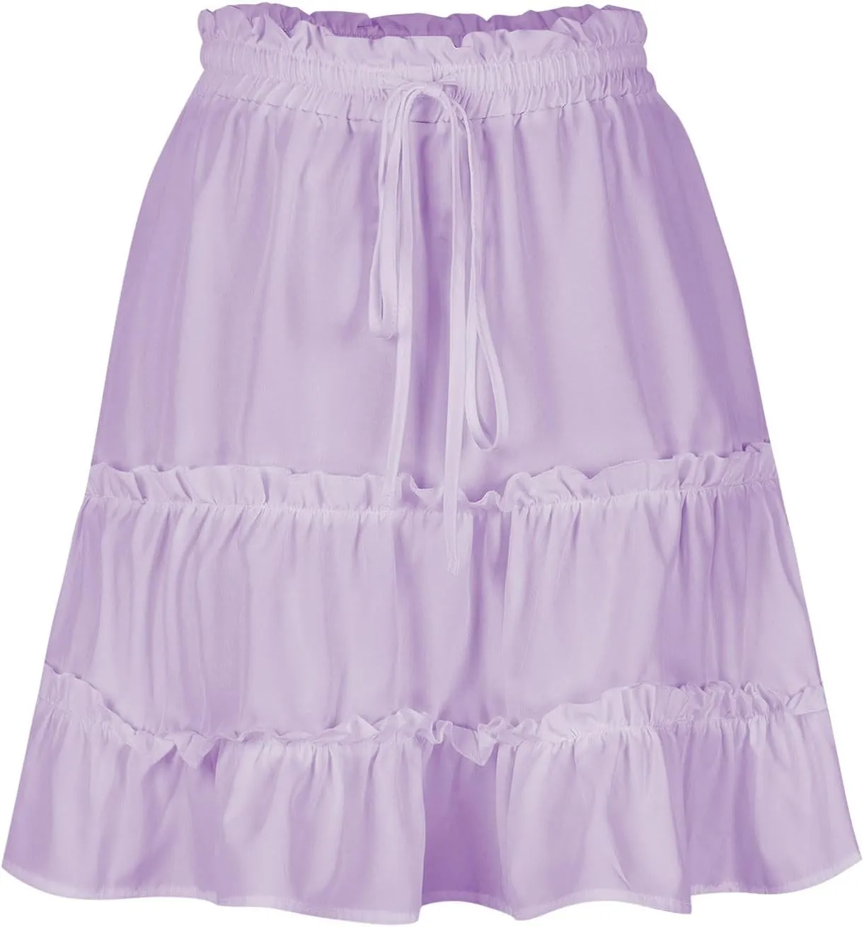 Lightweight Skirts for Women with Drawstring Layered Soft Flowy Swing High Waist Trendy Summer Beach Skirt