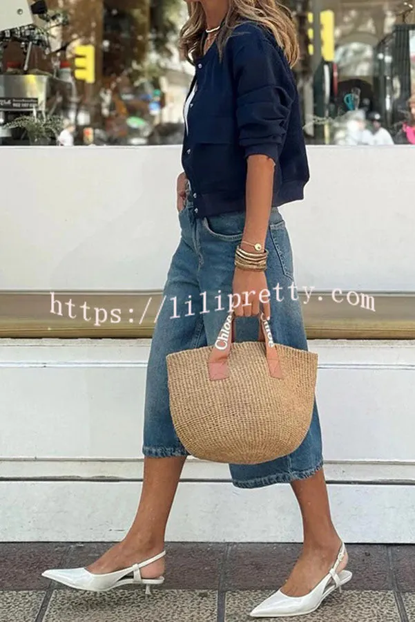 LIlipretty Cup of Cozy Round Neck Buttoned Long Sleeve Short Pocket Jacket