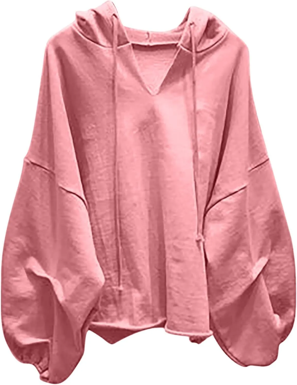 Loose Fit Hoodies For Women Casual Long Sleeve Solid Color Drawstring Sweatshirts Oversized Pullover Tops