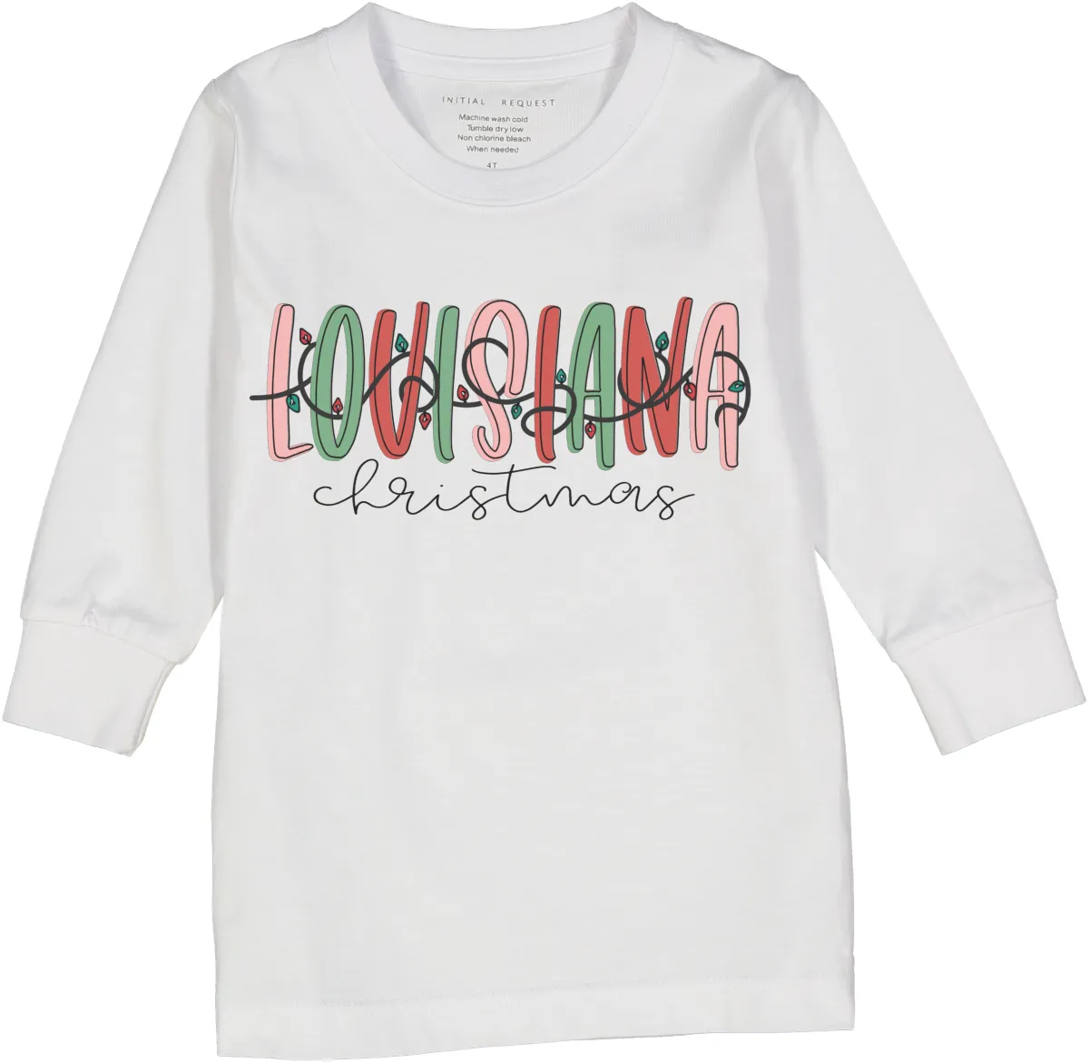 Louisiana Christmas Lights Long Sleeve Tee for Holiday Christmas Festive