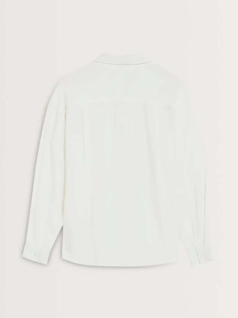 LOV White Solid Cotton Shirt
