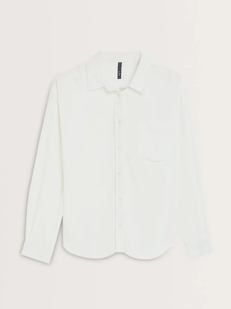 LOV White Solid Cotton Shirt