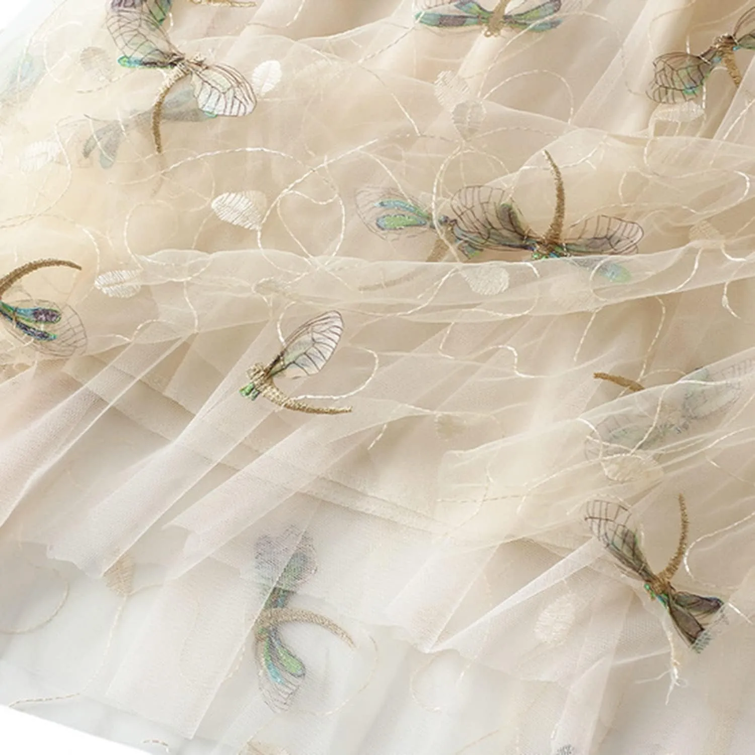 Lu's Chic Women's Tulle Skirt Midi Tutu Skirts High Waisted Printed Elastic Waist A-line