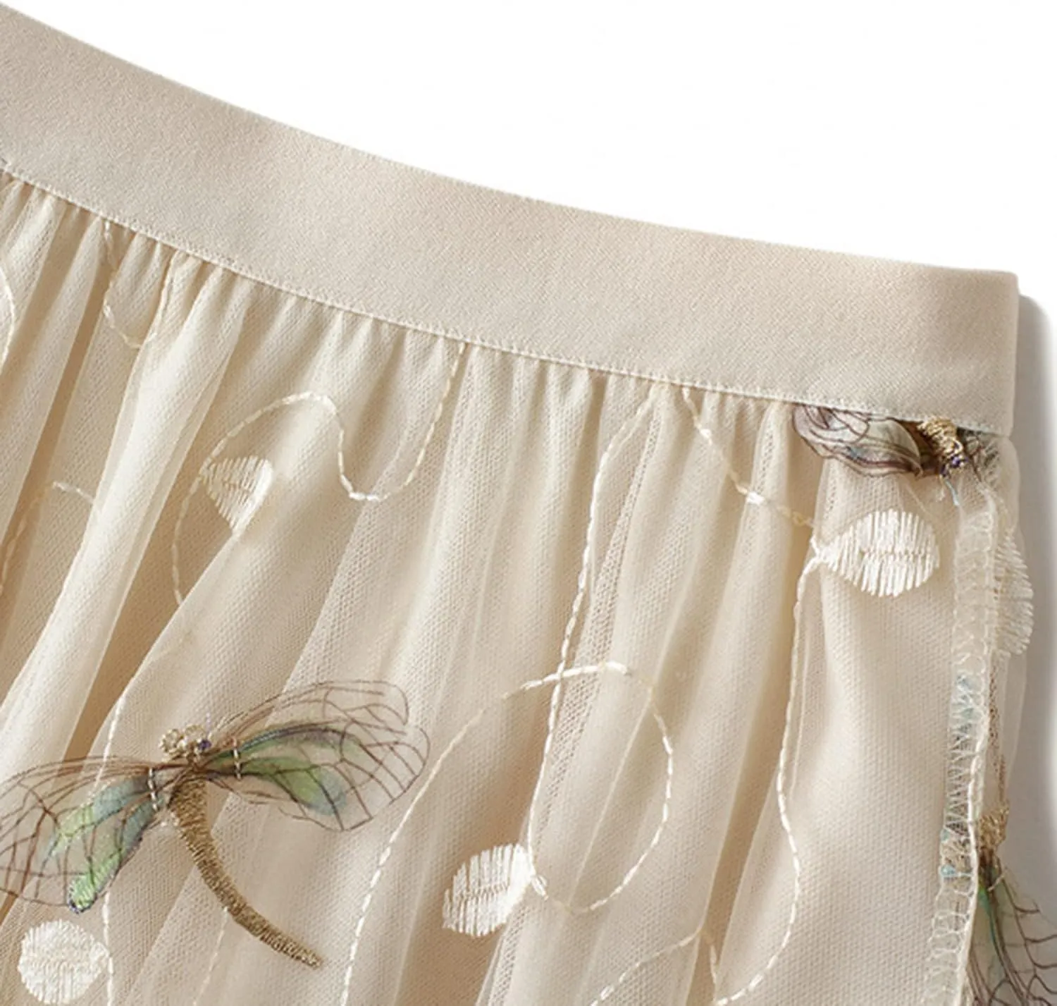 Lu's Chic Women's Tulle Skirt Midi Tutu Skirts High Waisted Printed Elastic Waist A-line