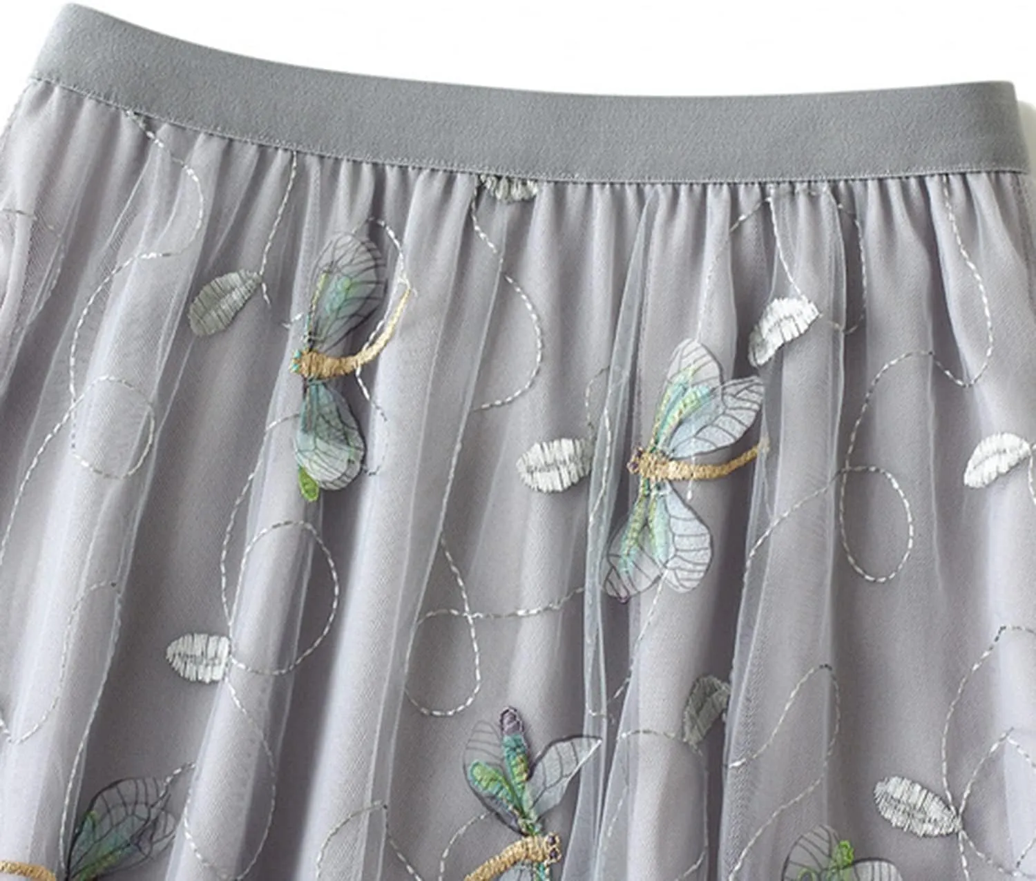 Lu's Chic Women's Tulle Skirt Midi Tutu Skirts High Waisted Printed Elastic Waist A-line