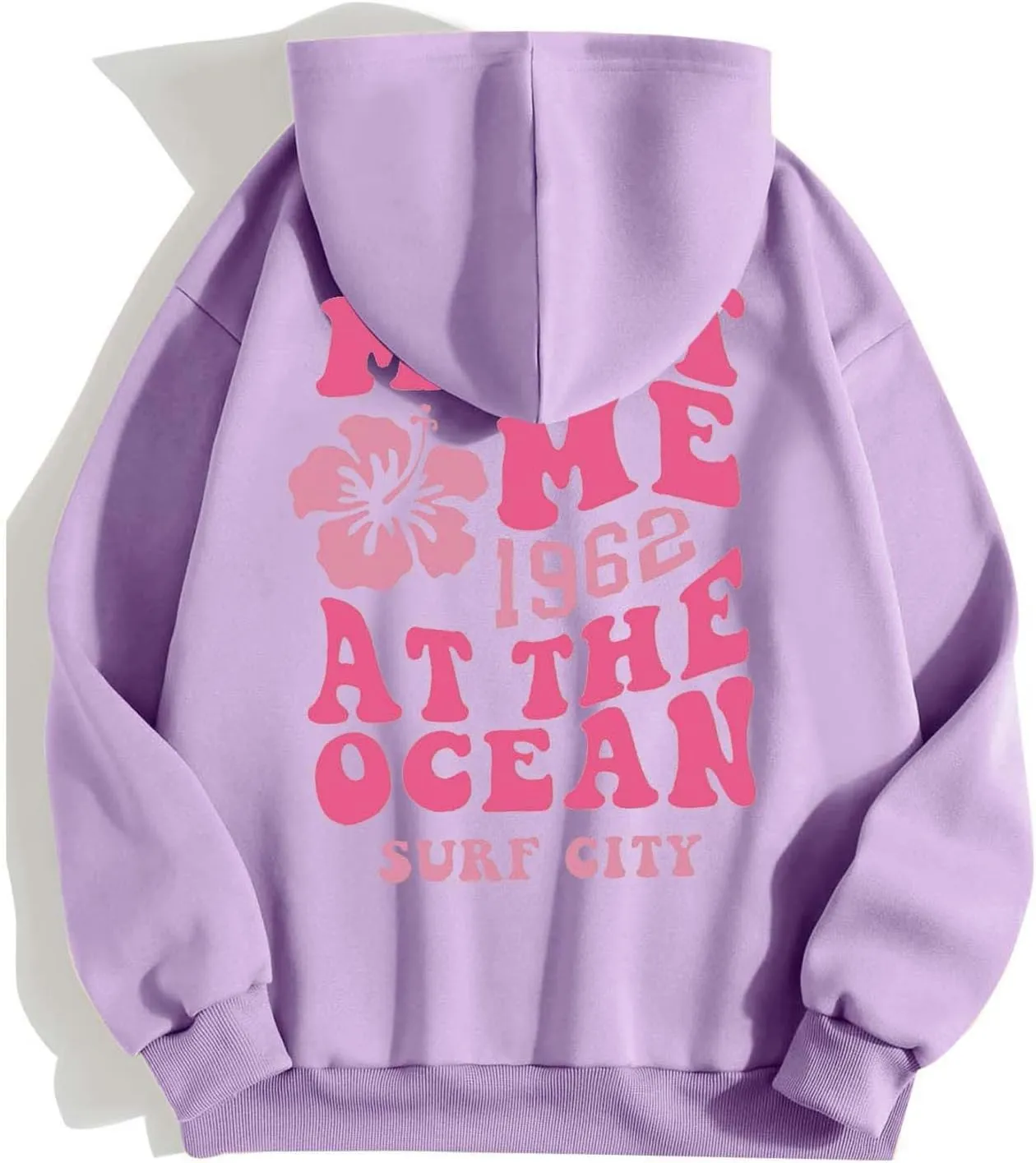 Meet Me at The Ocean Hoodies for Women Casual Letter Graphic Zip Up Hoodie with Pockets Drawstring Y2K Hooded Sweatshirts