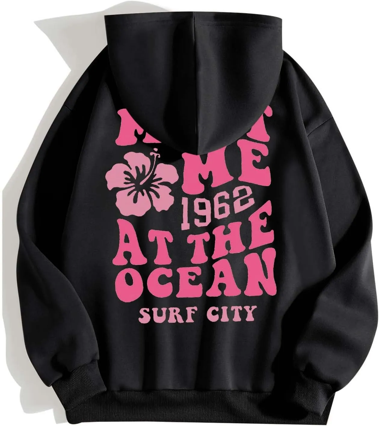 Meet Me at The Ocean Hoodies for Women Casual Letter Graphic Zip Up Hoodie with Pockets Drawstring Y2K Hooded Sweatshirts