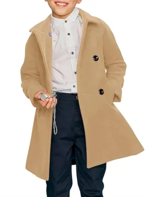 Meikulo Boys Double Breasted Pea Coat Kids Winter Notched Collar Overcoat 5-14 Years