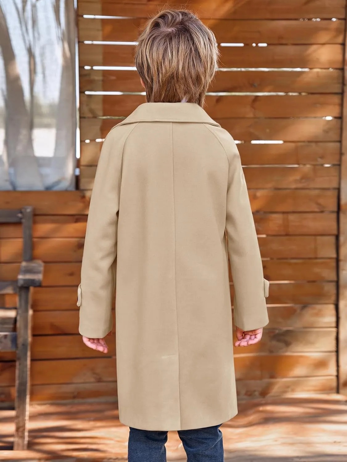 Meikulo Boys Double Breasted Pea Coat Kids Winter Notched Collar Overcoat 5-14 Years