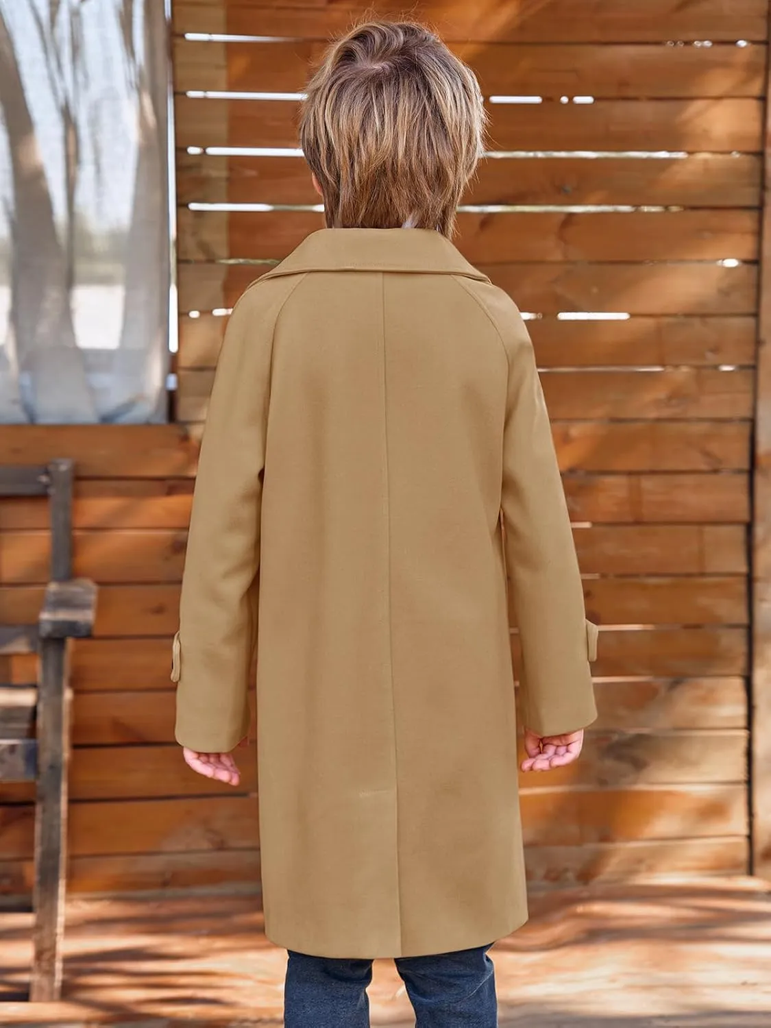 Meikulo Boys Double Breasted Pea Coat Kids Winter Notched Collar Overcoat 5-14 Years