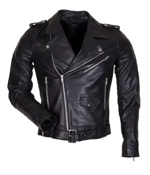 Men's Black Faux Leather Brando Motorcycle Jacket