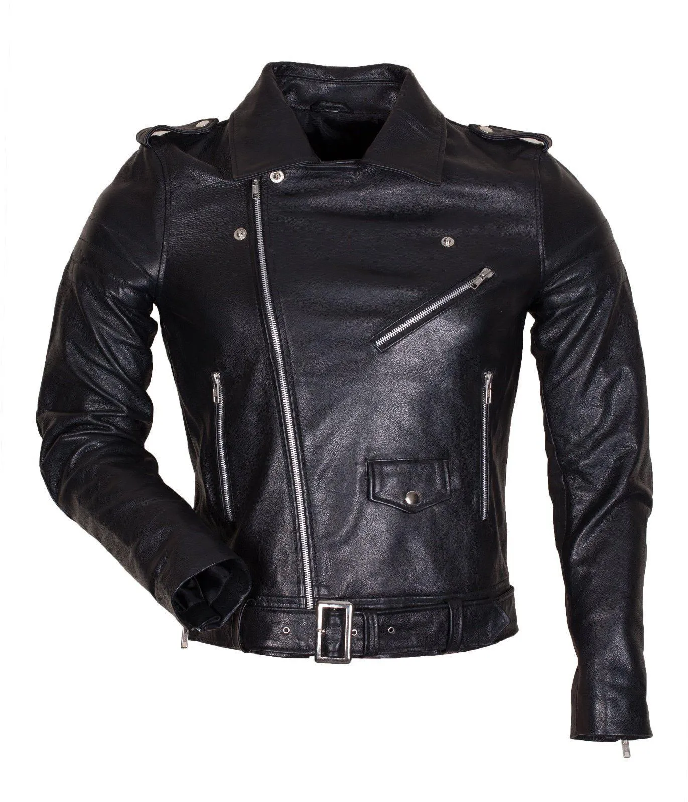 Men's Black Faux Leather Brando Motorcycle Jacket
