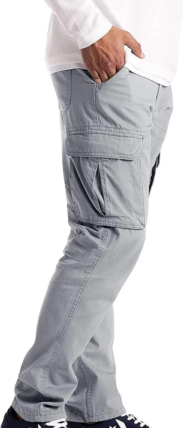 Men's Cargo Sweatpants Big and Tall Relaxed Fit Athletic Joggers Plus Size Baggy Stretch Waist Workwear Jogging Hiking Pants